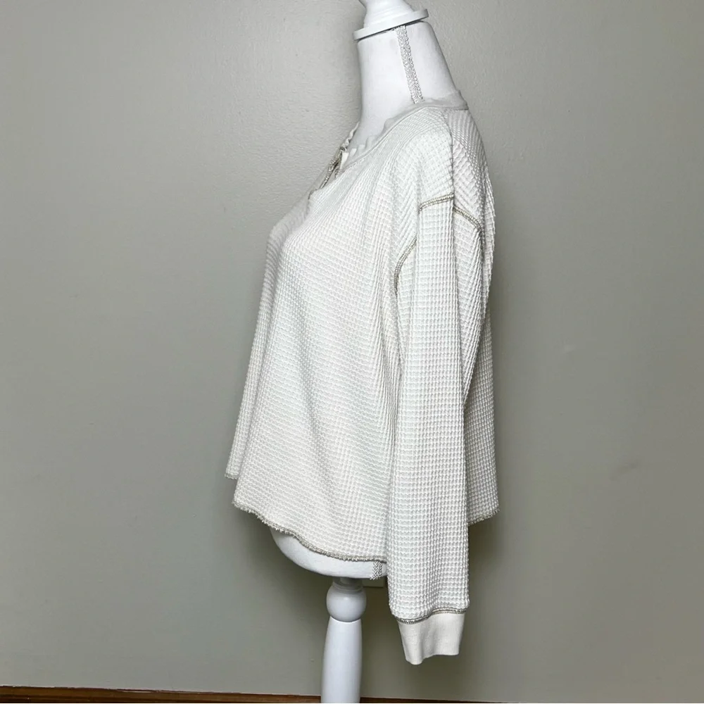 Madewell Waffle Knit Notch-Neck Thermal Shirt L - Picture 4 of 8